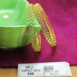 2.4 Size Ruby & Emerald Stones Designer Gold Plated Finish Bangles Buy Online