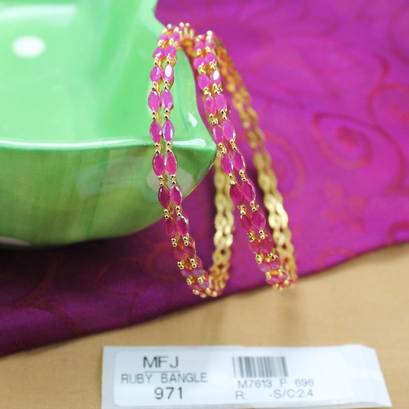 2.4 Size Emerald Stones Designer Gold Plated Finish Bangles Buy Online