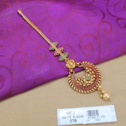 Kundan, Ruby & Emerald Stones Lakshmi & Thilakam Design With Pearls Drop Mat Finish Headset Buy Online