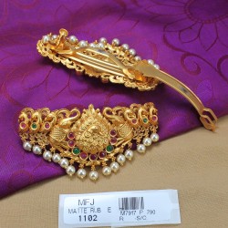 CZ & Ruby Stones Peacock Design Gold Plated Finish Hair Clip Buy Online