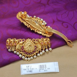 Ruby & Emerald Stones Peacock & Elephant Design With Pearls Drop Mat Finish Hair Clip Buy Online