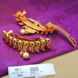 Ruby Stones Peacock & Elephant Design With Pearls Drop Mat Finish Hair Clip Buy Online