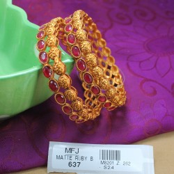 2.4 Size Red Colour Stones Balls Design Gold Plated Finish Bangles Buy Online