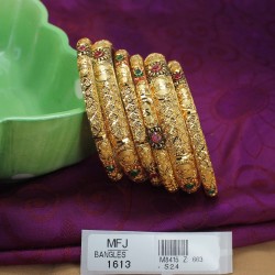 2.4 Size Ruby & Emerald Stones With Fancy Enamel Colour Gold Finish Looking Bangles Buy Online