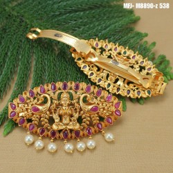 CZ, Ruby & Emerald Stones Flowers & Leaves Design Gold Plated Finish Hair Clip Buy Online