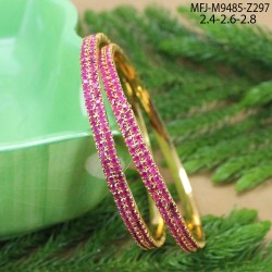 2.4 Size Square Shaped Ruby Stones Single Line Design Gold Plated Finish Four Set Bangles Buy Online