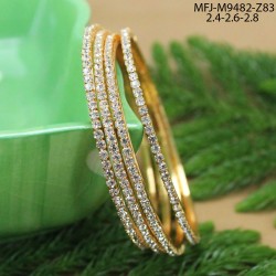 2.4 Size White Stones Flowers Design Gold Plated Finish Two Set Bangles Buy Online