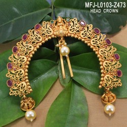 Ruby & Emerald Stones Peacock, Thilakam & Jumki Design With Pearls Mat Finish Head Crown Buy Online