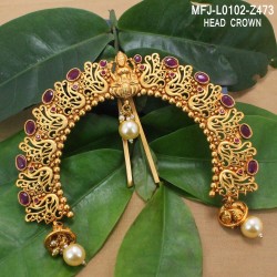 Ruby & Emerald Stones Lakshmi, Peacock & Jumki Design With Pearls Mat Finish Head Crown Buy Online