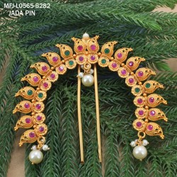 Ruby & Emerald Stones Peacock Design With Pearls Mat Finish Head Crown Buy Online