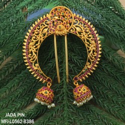 Ruby & Emerald Stones Peacock, Flowers & Jumki Design With Pearls Mat Finish Head Crown Buy Online