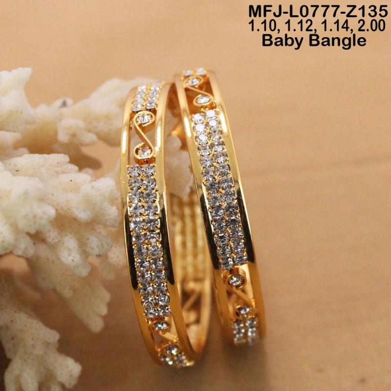 1.10 Size CZ Stones Single Line Design Gold Plated Finish Two Set Bangles Buy Online
