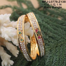 1.10 Size CZ, Ruby & Emerald Stones Designer Gold Plated Finish Two Set Bangles Buy Online