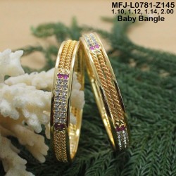 1.10 Size CZ Stones Designer Gold Plated Finish Two Set Baby Bangles Buy Online