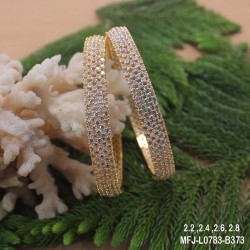 2.4 Size CZ Stones 2 Lines Design Gold Plated Finish Two Set Bangles Buy Online