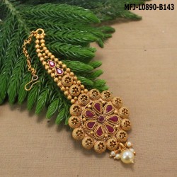 Ruby & Emerald Stones Flowers Design With Pearls Drops Mat Finish Headset Buy Online