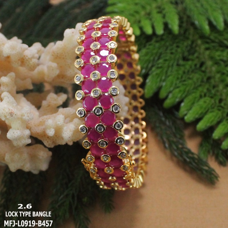 2.6 Size Ruby Stones Designer Gold Plated Finish Two Set Bangles Buy Online