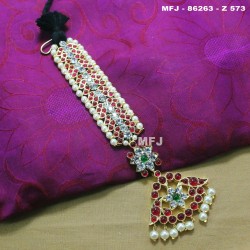 High Quality Kempu & CZ Stones With Pearls Designer Headset For Bharatanatyam Dance And Temple Buy Online