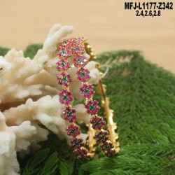 2.4 Size Ruby Stones Flowers Design Gold Plated Finish Two Set Bangles Buy Online