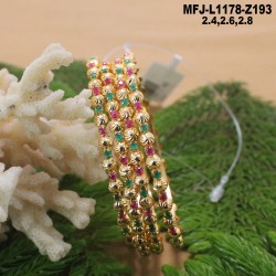 2.4 Size Ruby & Emerald Stones Flowers Design Gold Plated Finish Two Set Bangles Buy Online