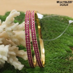 2.4 Size Ruby Stones Designer Gold Plated Finish Two Set Bangles Buy Online