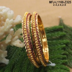 2.4 Size Ruby & Emerald Stones Designer Gold Plated Finish Two Set Bangles Buy Online
