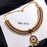 Multi Kemp Stones&Pearls,Soundarya Necklace For Temple&Dance