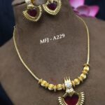 GOLD FINISH RED ENAMEL NECKLACE