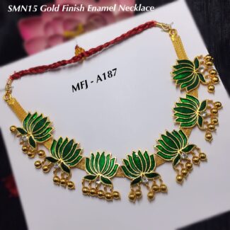 LOTUS GREEN ENAMIL NECKLACE